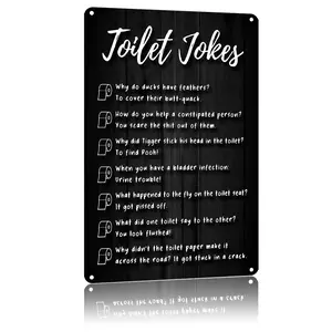 8×12 inch aluminum metal sign, funny toilet jokes wall decor, vintage humorous bathroom wall art poster for restroom/washroom decoration