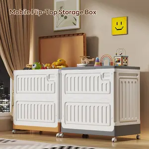 55cm*32cm Plastic Storage Box, Durable Lidded Organizer with Wheels, Ideal for Home, Dorm, Baby Clothes, Snacks, Daily Essentials