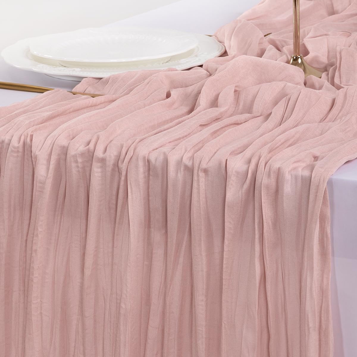 1 Panel Table Runner  10ft, Cheesecloth Table Runner, for Wedding Reception, Boho Rustic Wedding, Party, Bridal Shower Decor, Home Decor Valentine's Day