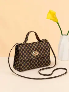 Little Brown Bag, Mini White PU Leather Square Bag – Fashion Clutch with Chain Detail & Turn Lock | Perfect for Shopping & Daily Wear, Fashion Bag for Women