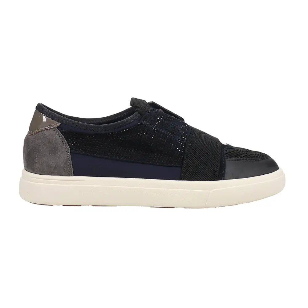 VANELi Womens Onella Perforated Rhinestone Lace Up Sneakers Shoes Casual - Black, Blue