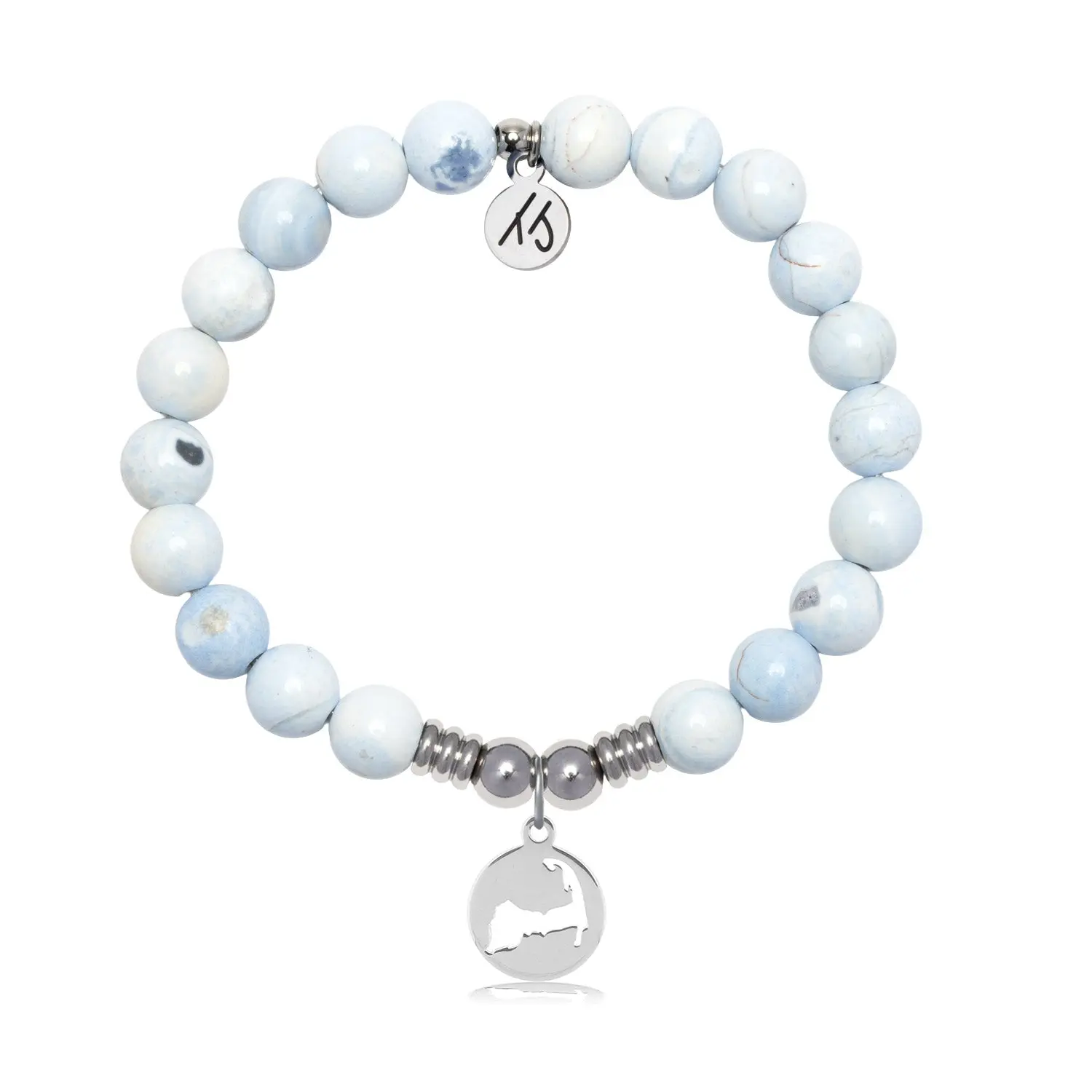 Cape Cod Charm with Light Blue White Agate Gemstone Bracelet