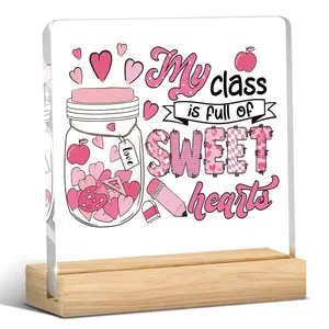 Teacher Valentine's Day Gift, Teacher Appreciation Gift, Acrylic Heart Sign for Home Office Desk Decoration