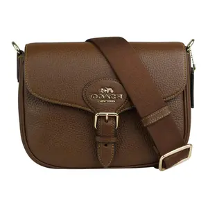 COACH Amelia 24 Medium Logo Leather Shoulder Bag for Women in Brown