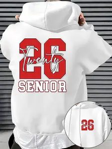 2026 Graduation Hoodie for Seniors, Unisex Loose Fit Sweatshirt, Pullover, Casual Long Sleeve Letter Pattern, Fall & Winter Fashion
