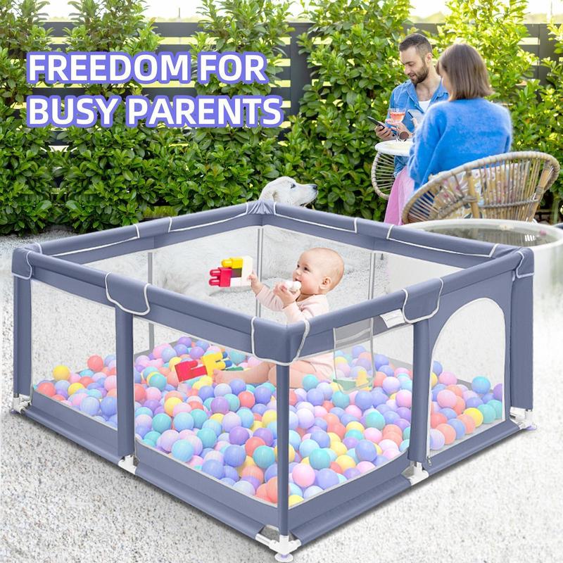 Suposeu Baby Playpen with Mat,Portable Baby Play Yard for Toddler,Safety with Soft Breathable Mesh,Indoor and Outdoor,Large Kids Activity Centery