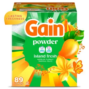 Gain Powder Laundry Detergent, Island Fresh Scent, 82 oz, 89 Loads