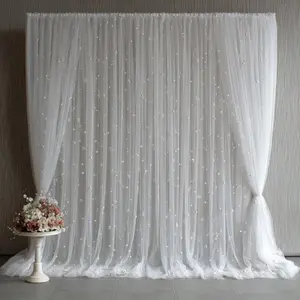 This single-piece set features elegant white pearl-embroidered tulle, suitable for wedding ceremony venues, bridal veils, wedding dresses, bouquet decorations, table runners, and dessert table decorations. Perfect for Valentine's Day.