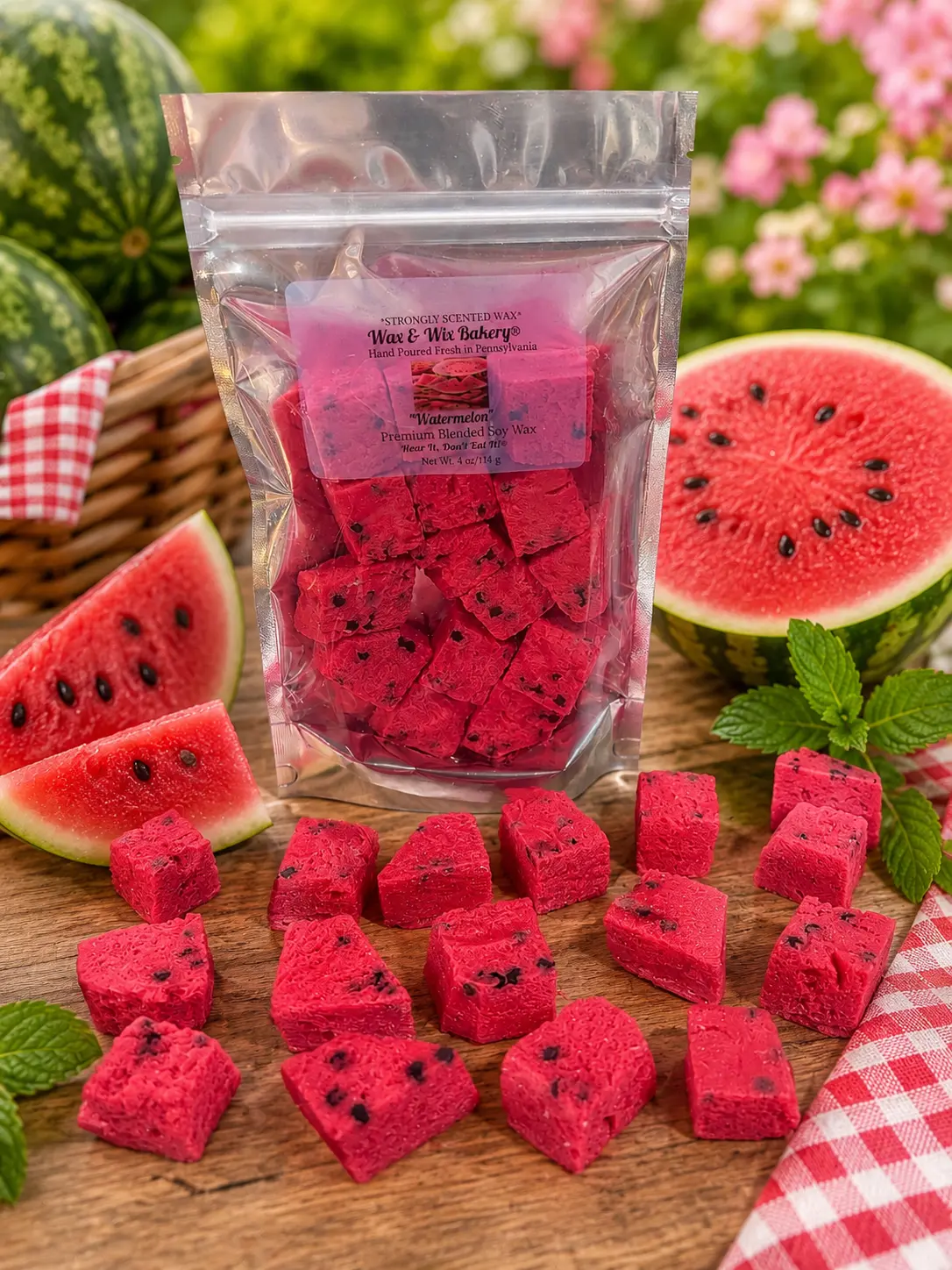 Watermelon Wax Melts. 4.15 oz. Summer Fruit Wax Melts/Soy Wax Melts/Strongly Scented Wax Melts. 15 Pieces