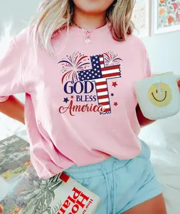 God Bless America Shirt, Patriotic Christian Tee, American Flag Cross Shirt, 4th of July Christian Shirt, Faith Based USA Graphic Tee