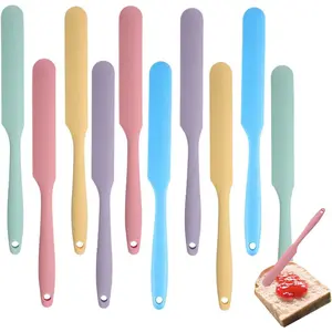 Jar Spatulas, 10 count  Spatula Small Butter Cake Cream Spatulas Set Long Handle Mini Non Stick Mixing Batter Baking Scrapers for Kitchen Baking Use (10, Macarone)