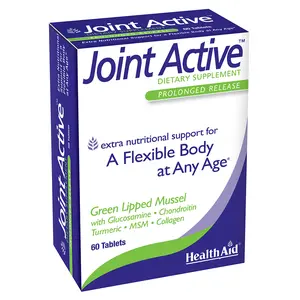 Healthaid Jointactive, 60 Ct, Prolongued Release, A Flexible Body at Any Age, Green Lipped Mussel, with Glucosamine, Chondroitin Tumeric, MSM, Collagen.