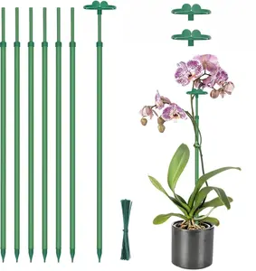 Extendable Plant Stakes, Length Scalable from 17.5IN to 30.1IN Plant Support Stake, Orchid Sticks with Clips for Indoor Outdoor,Garden Stakes for Plant,Tomato,Vegetables,Monstera,Vine - 7Pack