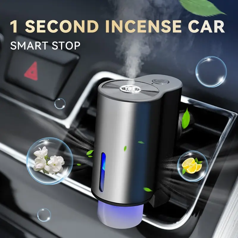 Boujee car accessories for girls!Premium Aluminum Smart Car Fragrance Diffuser, Cars Accessories, Air Vent Essential Oil Sprayer with Auto Start, Multi-Color Ambient Light, Rechargeable Battery, Includes 3 Bottles of Essential Oils