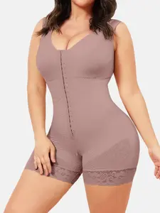 1 Count Women's Butt Lifting And Tummy Control Body Shaper, Faias, Colombian Shapewear, Solid Color Shapewear Bodysuit, Lifter with Zipper Crotch Shapewear Jumpsuit, Suitable for Daily and Outing, High Waist Shaper