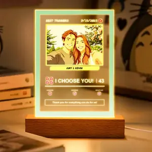 Personalized Pokemone Couple Picture Frames with Photo Night Light, Anniversary Gift for Women Men Him Her Girlfriend Boyfriend, Trading Cards Valentine's Day Bedroom Decor, Wedding Home Keepsake