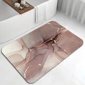 Rectangle Marble Pattern Bath Mat, Non-slip Bathroom Mat, Soft Absorbent Bathroom Floor Mat, Home Decor, Perfect for Showers and Sinks
