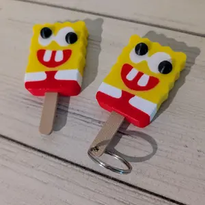 SpongeBob Popsicle Keychain 3D Printed