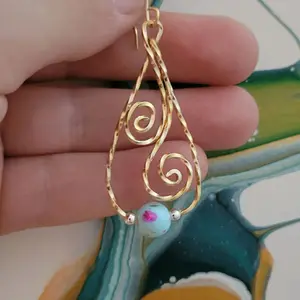 Fun Blue Gold Swirl Earrings