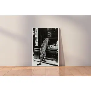 Vintage photography black and white cheetah poster,