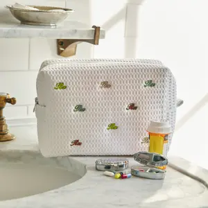 RX Apothecary Waffle Pouch - Embroidered Cosmetic Pouch