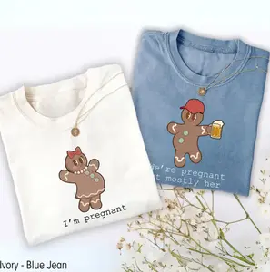 Custom Couple Christmas Pregnancy Announcement Shirt, Funny Matching Pregnancy Shirt, Maternity T-Shirt, Pregnancy Reveal Gift For Parents