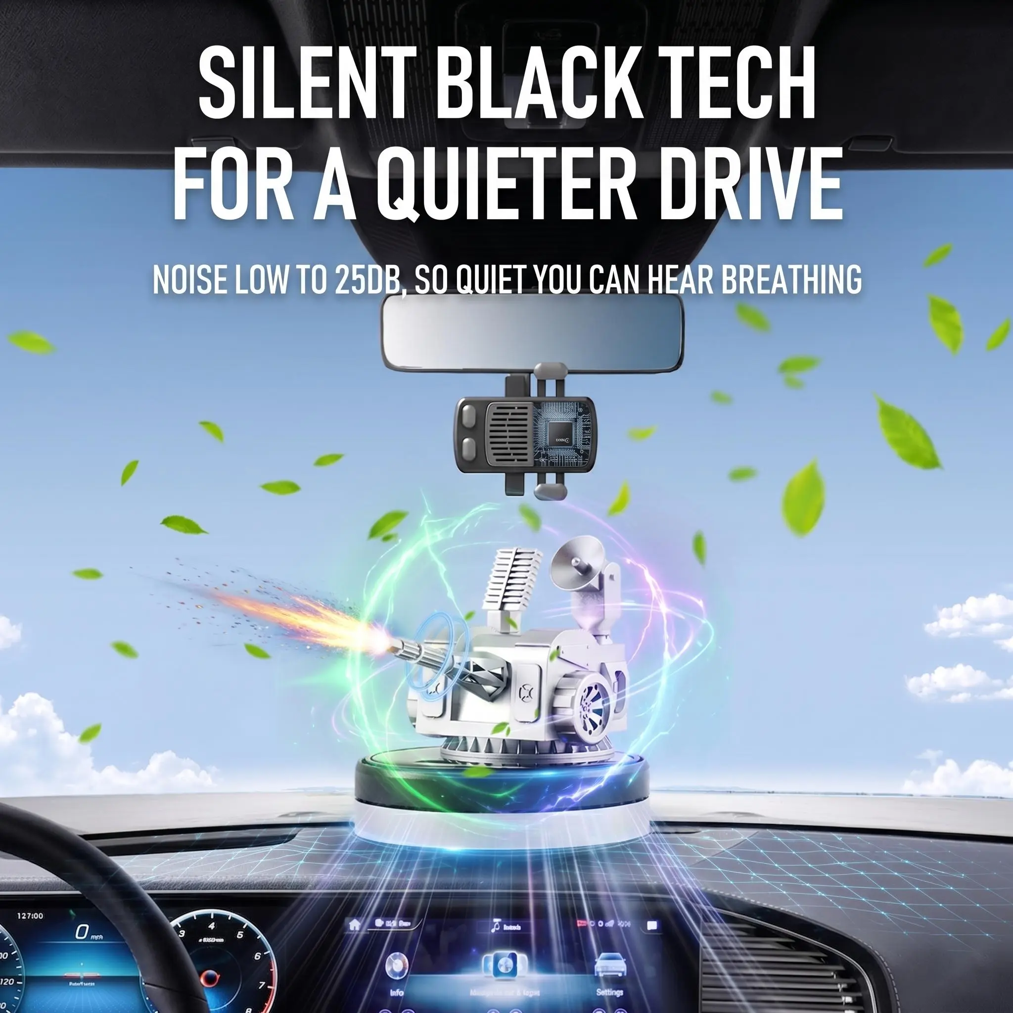 Scented Car Air Freshener , Solar-Powered Rotating Radar-Shaped Car Ornament—Long-Lasting Car Diffuser