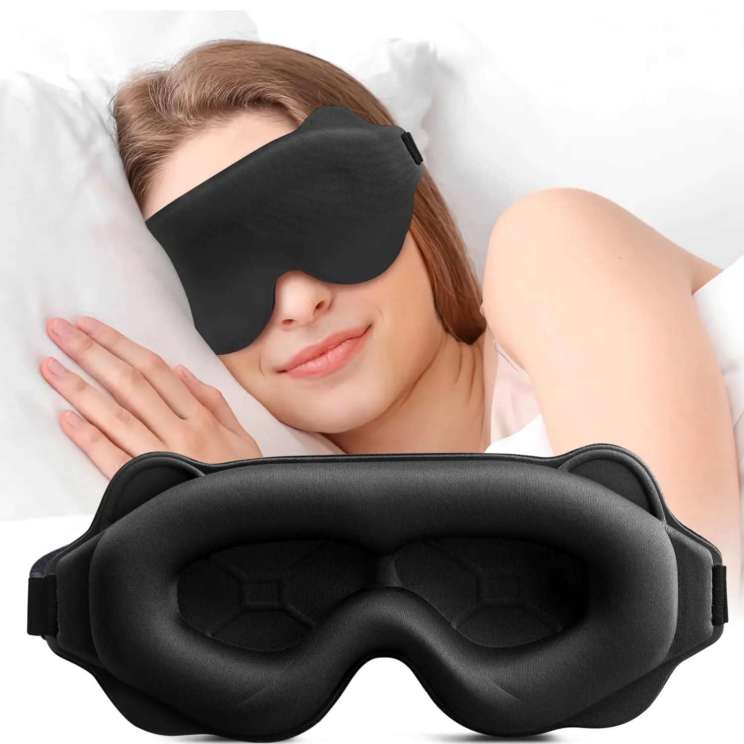 3D Sleep Eye Mask for Lash Extensions – Adjustable Strap, Full Blackout Night Blindfold, Suitable for Men, Women & Travel Use