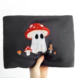 Embroidered Halloween Ghost Sweatshirt,Cute Mushroom Ghost Sweatshirt,Mushrooms Embroidered Hoodie,Spooky Season Gifts,Halloween Gift AF