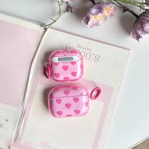 Fashion Simple Rose-Pink Small Heart Pattern Transparent Protective Earphone Case Cover Case For AirPods 1 2 3 4 Pro Pro2 Pro3