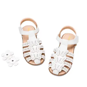 DREAM PAIRS Girls Sandals Closed-Toe Sandals with Interchangeable DIY Flower Dress Summer Shoes Toddler/Little Kid