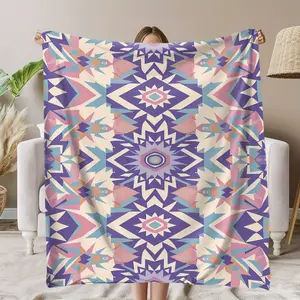 Aztec-Inspired Modern Flannel Throw Blanket - Soft Texture, Warm, Ideal for Naps, Home Decor | Perfect Gift for Loved Ones