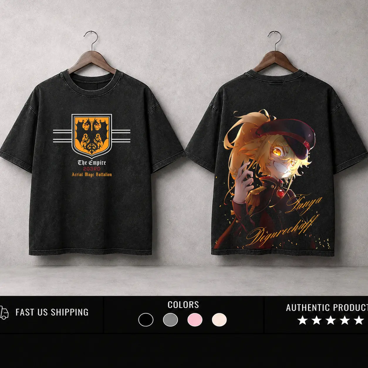 Tanya Degurechaff - Saga of Tanya the Evil Washed Oversized T-Shirt,Sweatshirt, Hoodie Vintage Game Graphic Tee Streetwear Unisex Cotton Shirt Gamer Merch Fabric Fit