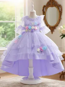 Kids purple dress Magic Mansion Dress with Flower Crown Elegant Fitted Costume for Birthday Parties Perfect