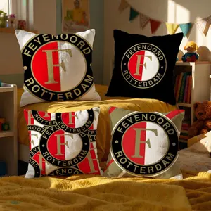 Team Feyenoord Cushion Cover INS Style Exquisite Print Short Plush Pillow Case Soft Skin-Friendly Durable Throw Pillow Cover 40x40 Viral Trendy Aesthetic Cozy Luxury Home Decor Living Room Bedroom Sofa Couch