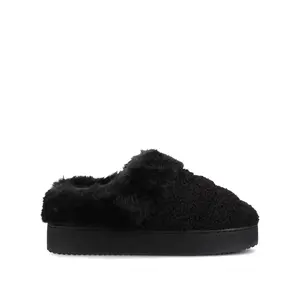 BLAIR SLIPPERS IN FAUX SUEDE - Black Shearling