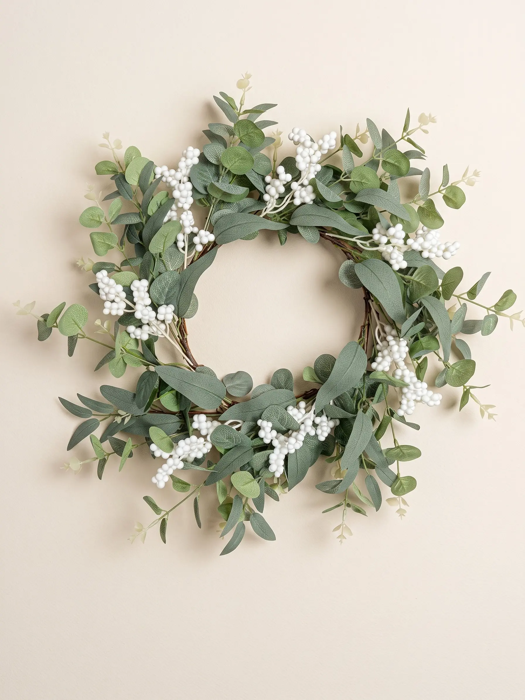 Eucalyptus Wreath with White Berries for Home Decor