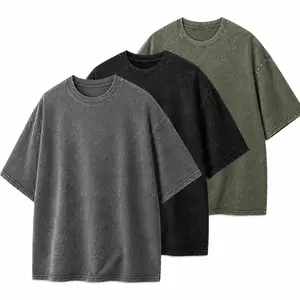 1/3 Pack Men's Oversized T-Shirts Heavyweight Cotton Vintage Washed Gym Tees