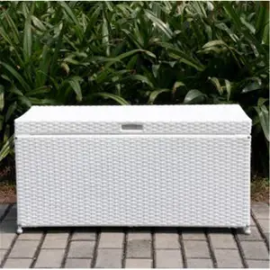 Wicker Lane  Outdoor White Wicker Patio Furniture Storage Deck Box
