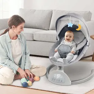 Baby Rocker with Bluetooth Remote Control 5 Rocking Angles 3 Timer Settings 10 Music Tracks 5-Point Safety Harness Smartphone Control Unisex Portable Swing music feature mecedora  electrica swing  bebé tik  shopping outdoor use
