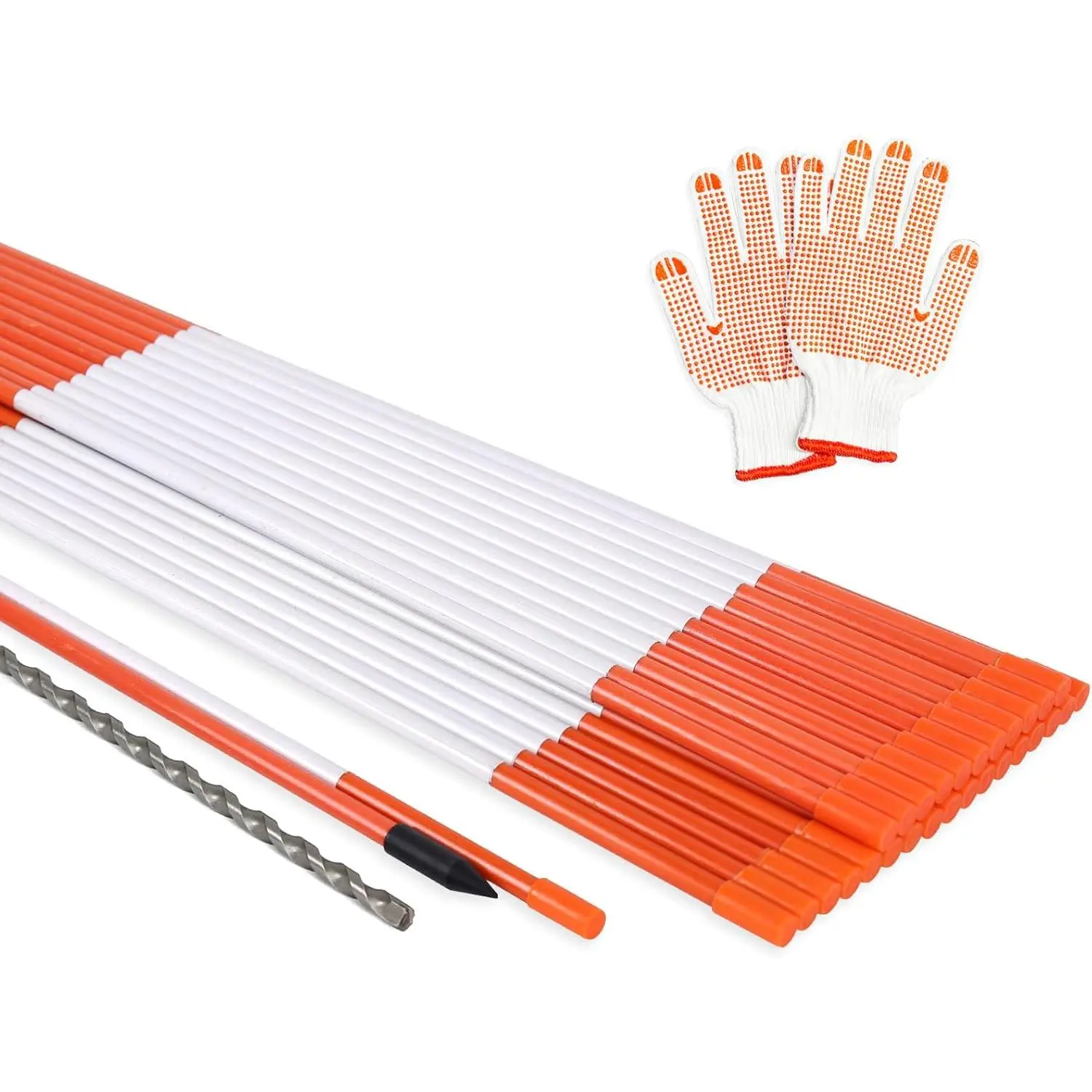 30 Pack Driveway Markers with Reflective Tape Fiberglass Snow Stakes 48 Inch Driveway Reflectors for Snow Plowing 5/16 Inch