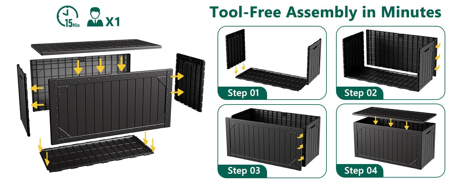 100 Gallon Outdoor Deck Storage Box -Waterproof Resin Deck Box for Patio Cushions & Gardening Tools, Lockable & UV Resistant, Handles for Patio, Garden, Yard - Weatherproof#Summervibes