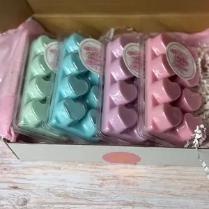 HeartShape Wax Melts Clamshell 4 Packs 8 Count Each in Pastel Colors for Aromatic Home Fragrance