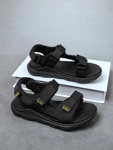 Boys' Spring Summer Beach Sandals, Flip Flop Sandals, Casual Sandals, Strap Sandals, Dual Buckle Design, Fashionable Outdoor Shoes, Colorblock, Adjustable Velcro, Easy On/off, Pure Textile Upper, Casual Flip Flops