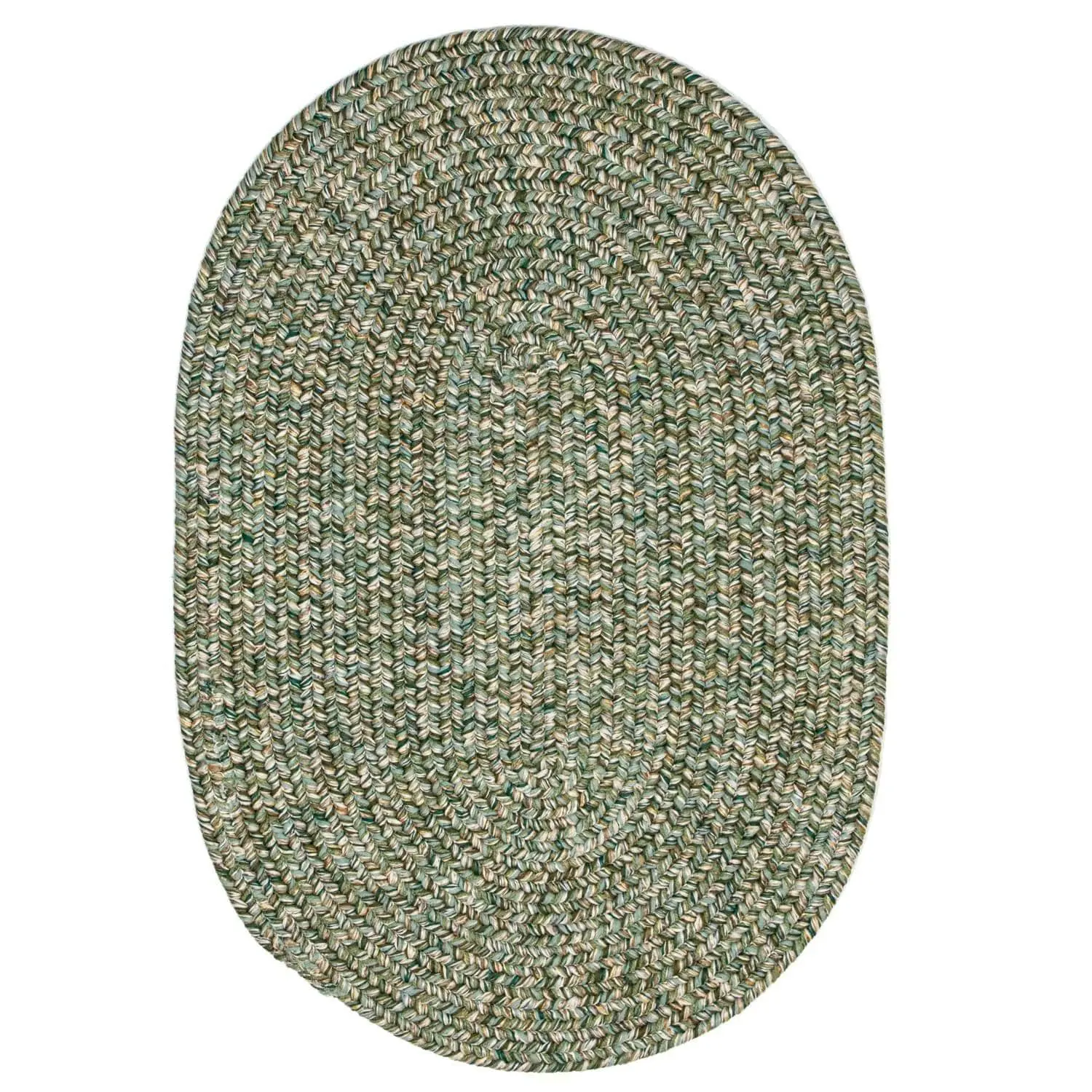 Green Farmhouse Rug -  Washable Indoor/Outdoor -Primitive Braided Rugs  - Made in USA