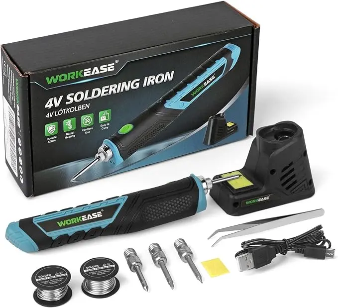 Wireless Soldering Iron Kit, Cordless Portable Solder Iron Pen with 4pcs Tips, Max 842℉Fast Heating, 2000mAh USB Rechargeable Soldering Iron Tools with LED