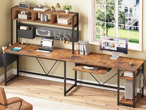 SEDETA 57.5-inch L-Shaped Gaming Table with Tray Reversible Computer Desk Furniture Shelf