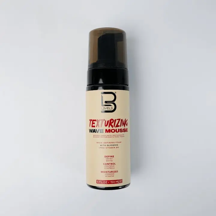 L3 Level 3 Texturizing Wave Mousse - Lightweight Volume & Definition Foam with Glycerin & Pro-Vitamin B5 for Natural Waves & Frizz Control 5 oz