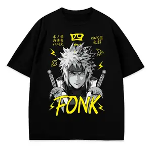 Naruto Minato Namikaze Fourth Hokage Yellow Flash 100% Cotton Oversized Unisex T-Shirt | Black Yellow Anime Graphic Tee | Great Birthday Present