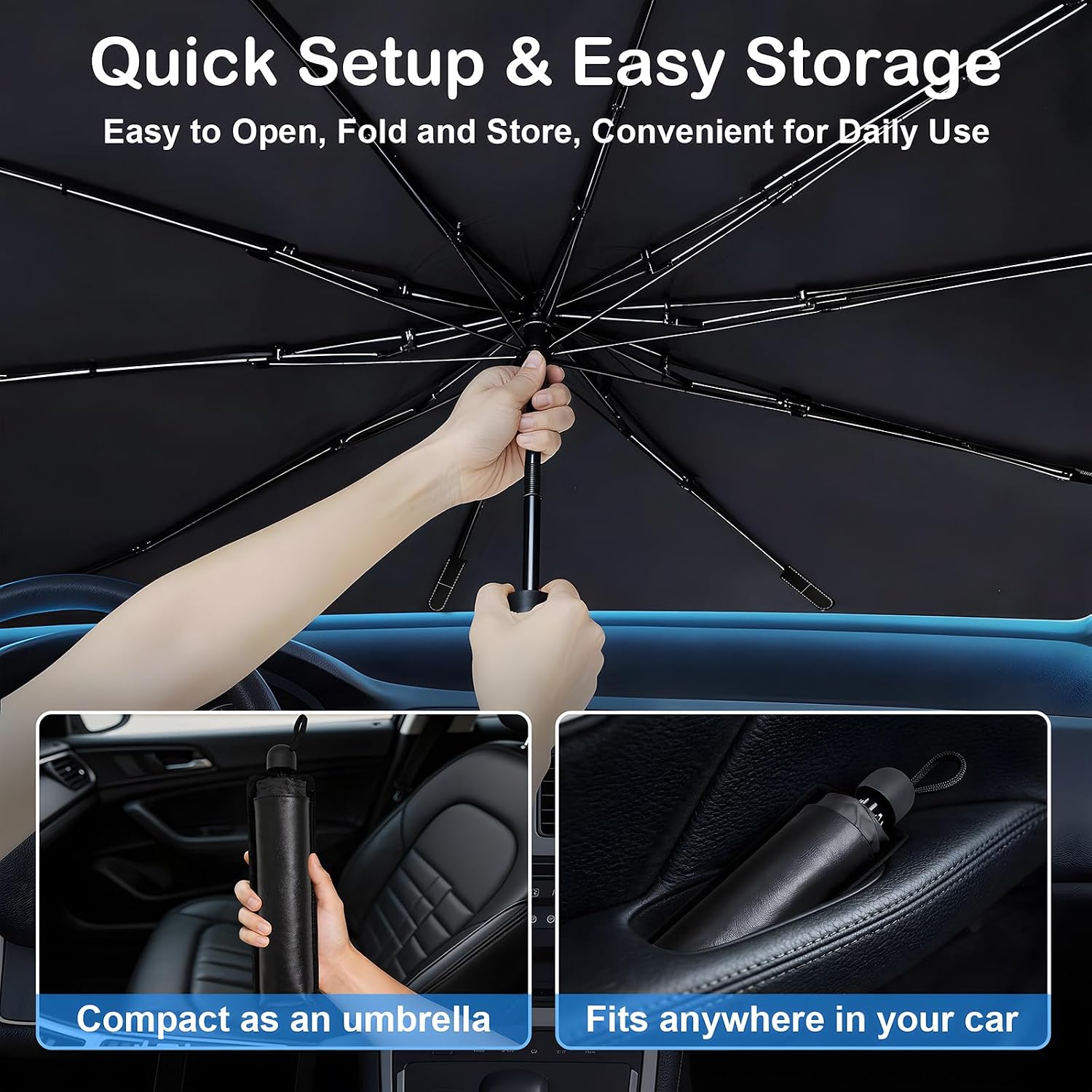 Two Packs Portable car sunshade, windshield sunshade, foldable windshield sunshade, car exterior accessories, daily car windshield cooling umbrella